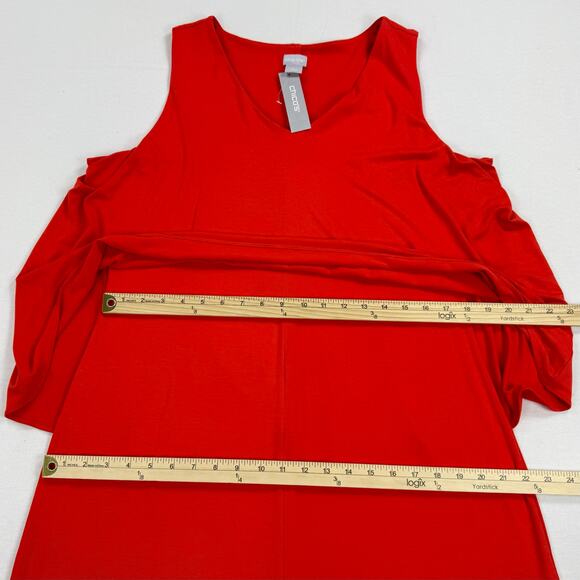 Chicos Womens Sleeveless Twofer Layer Midi Dress Size 12 / 14 Red - Picture 12 of 14